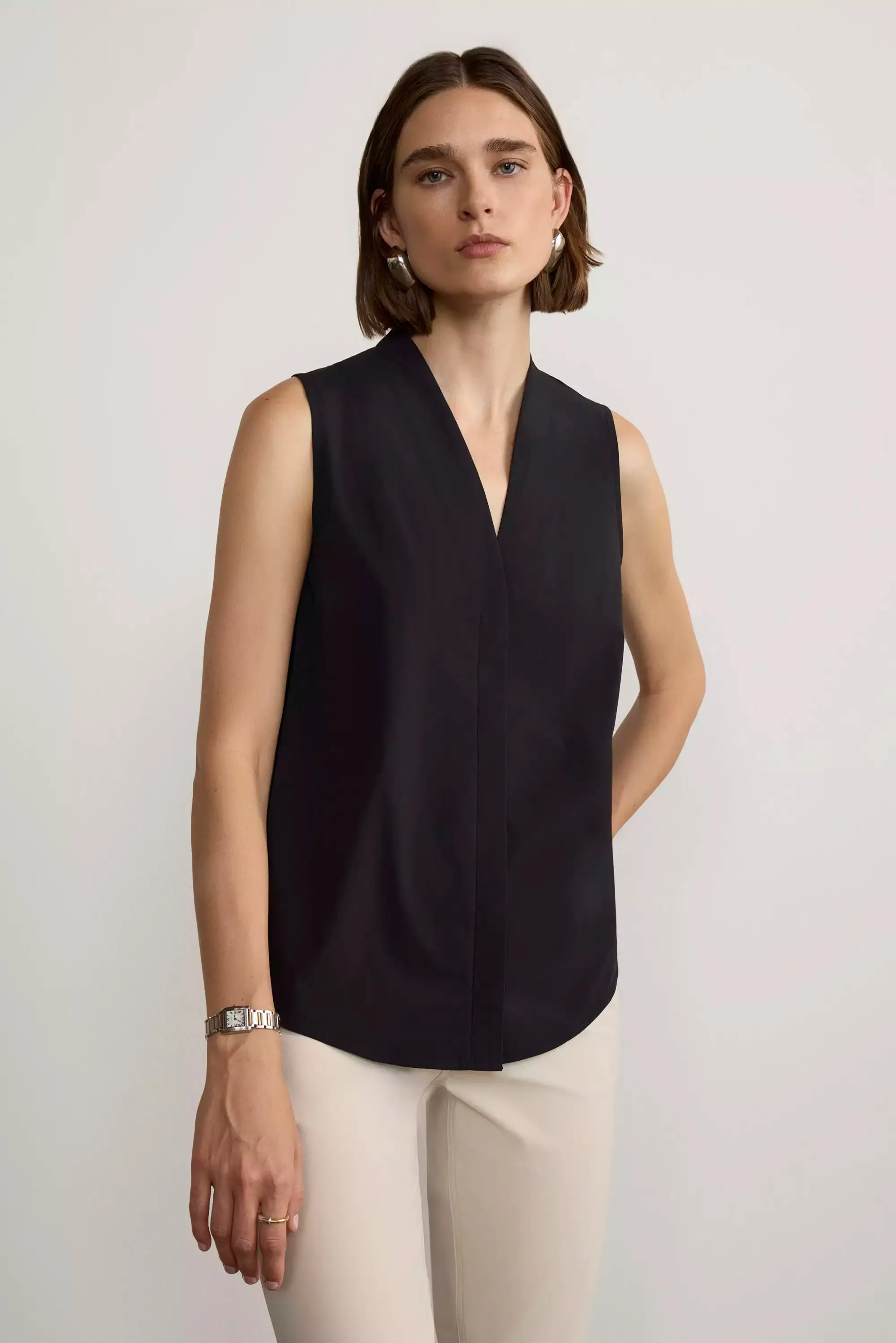 Resource Sleeveless V-Neck Blouse with Pleats - Black sold by Mondetta product image thumbnail 2