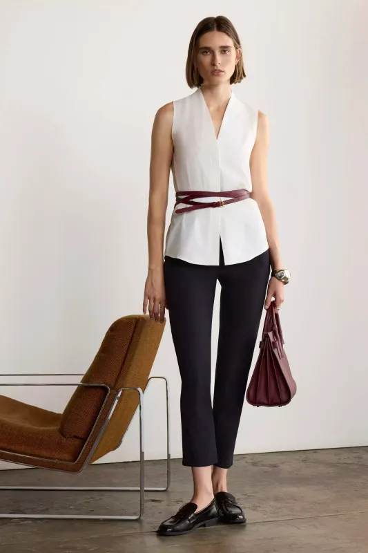 Resource Sleeveless V-Neck Blouse with Pleats - Bright White sold by Mondetta