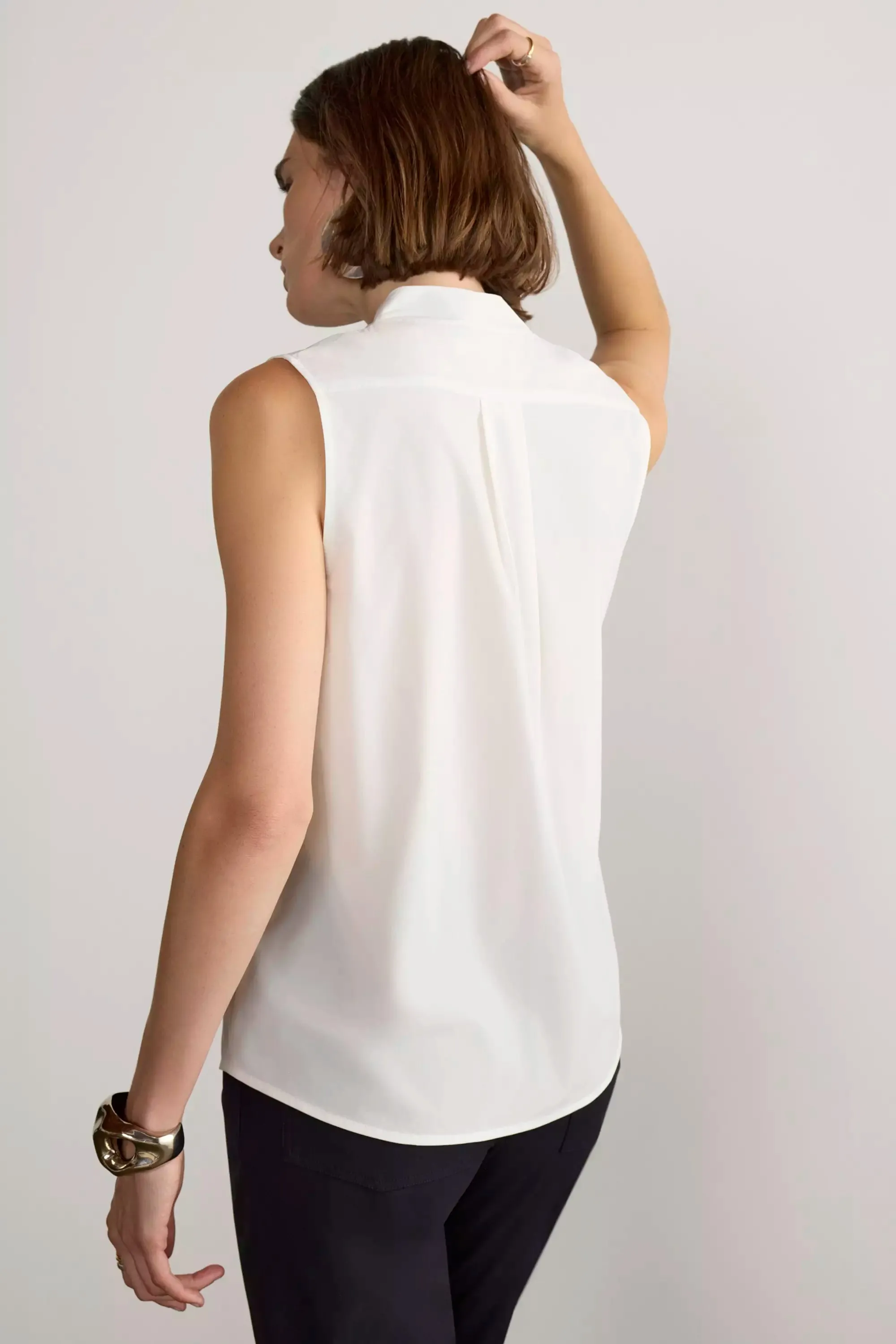 Resource Sleeveless V-Neck Blouse with Pleats - Bright White sold by Mondetta product image thumbnail 4