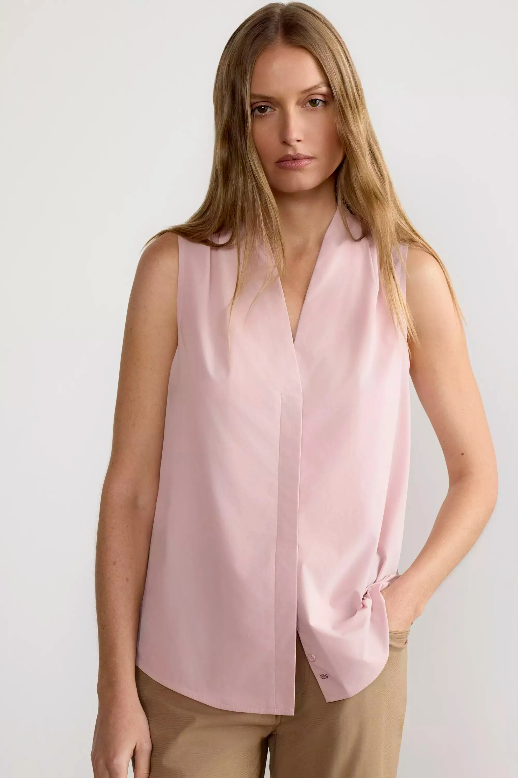 Resource Sleeveless V-Neck Blouse with Pleats - Pale Mauve sold by Mondetta product image thumbnail 2
