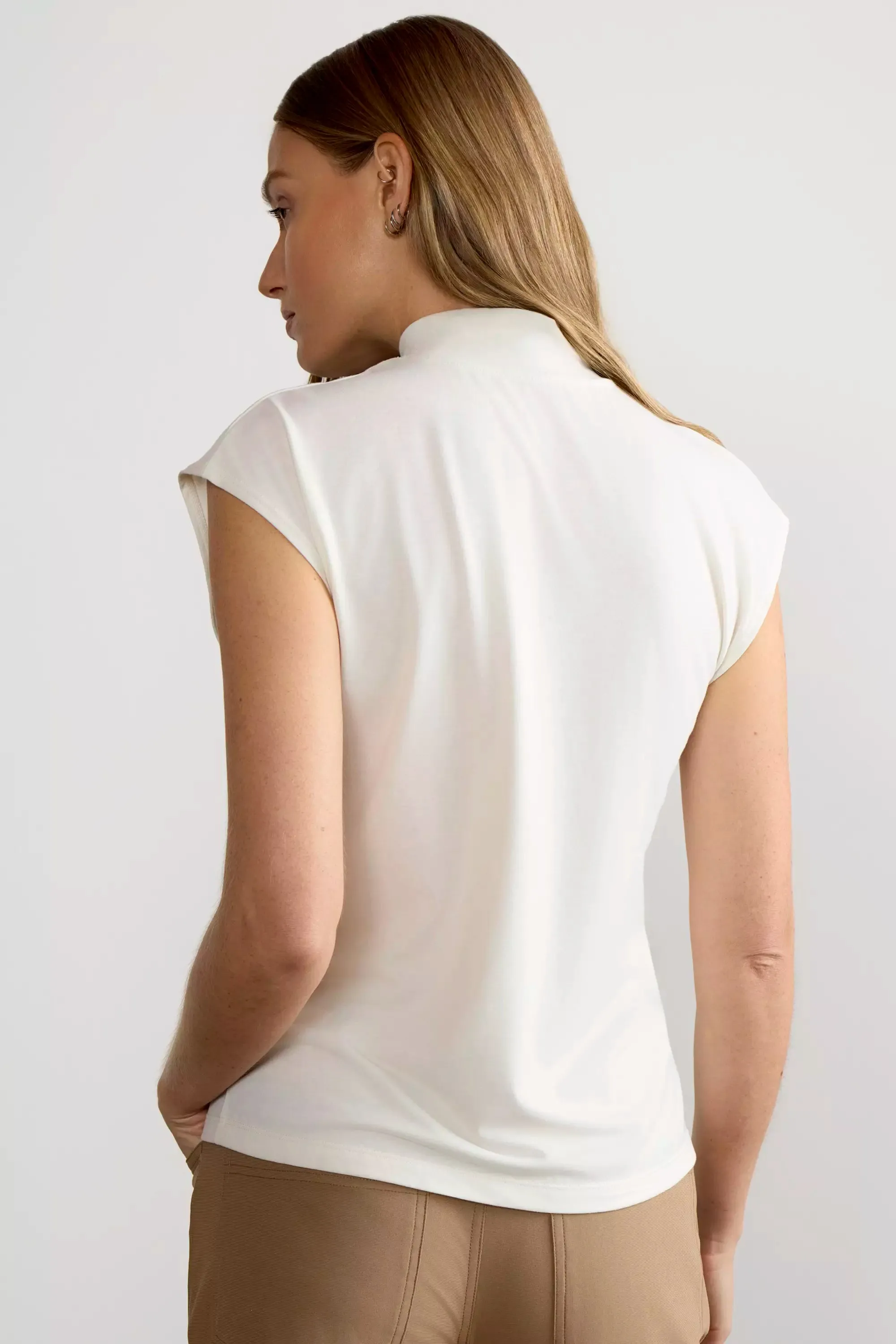 Expression Sleeveless Mock Neck Top - Coconut Milk sold by Mondetta product image thumbnail 4