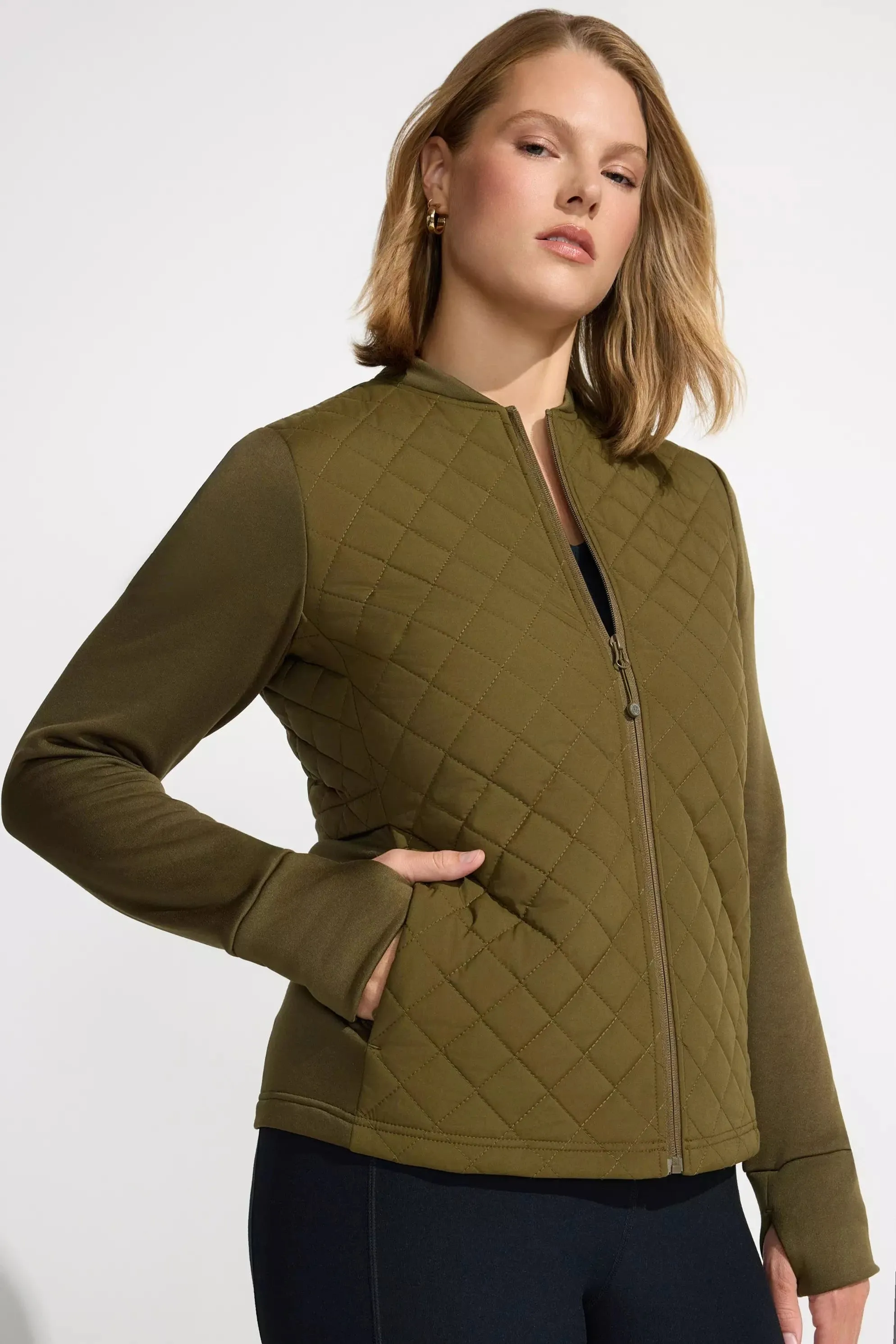 The Diamond Quilted Hybrid Jacket - Dark Olive sold by Mondetta product image thumbnail 2