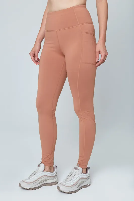 Women’s Reflective Brushed Back Cold Gear Legging - Mocha Mousse sold by Mondetta