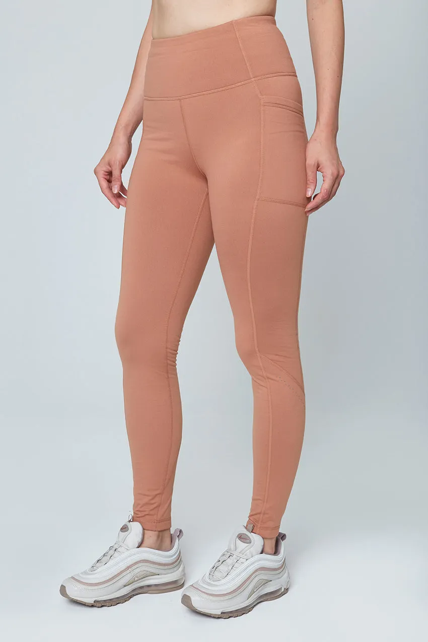Women’s Reflective Brushed Back Cold Gear Legging - Mocha Mousse sold by Mondetta