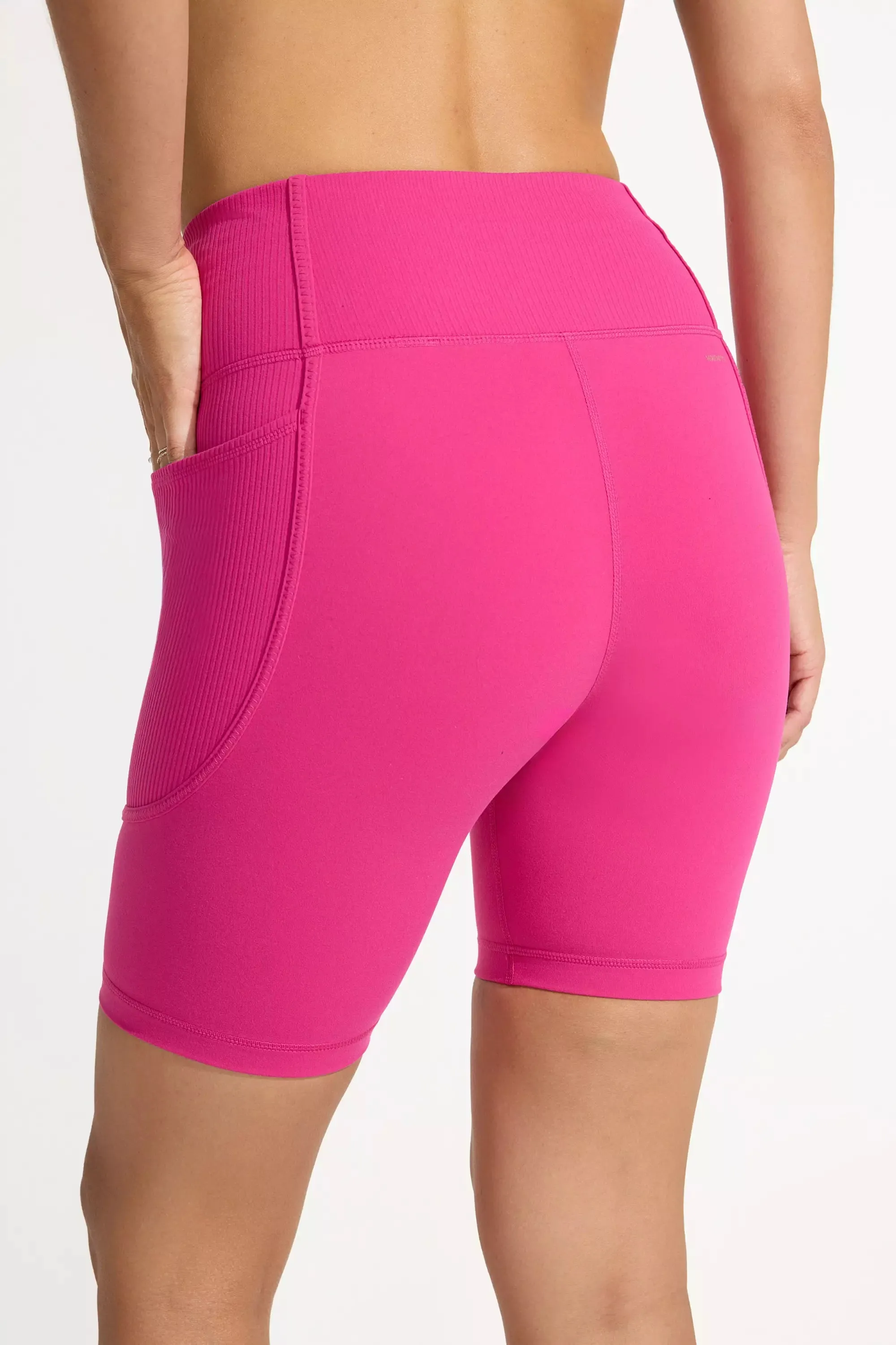 The Active Ribbed GRS Certified Recycled Nylon Biker Short - Hot Pink sold by Mondetta product image thumbnail 5