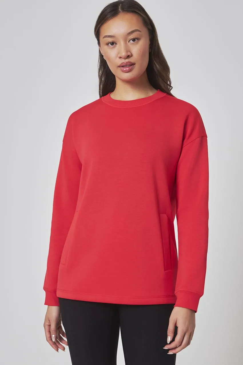 The Soft Luxe GRS Certified Recycled Poly + Rayon Boxy Top - Luscious Red sold by Mondetta