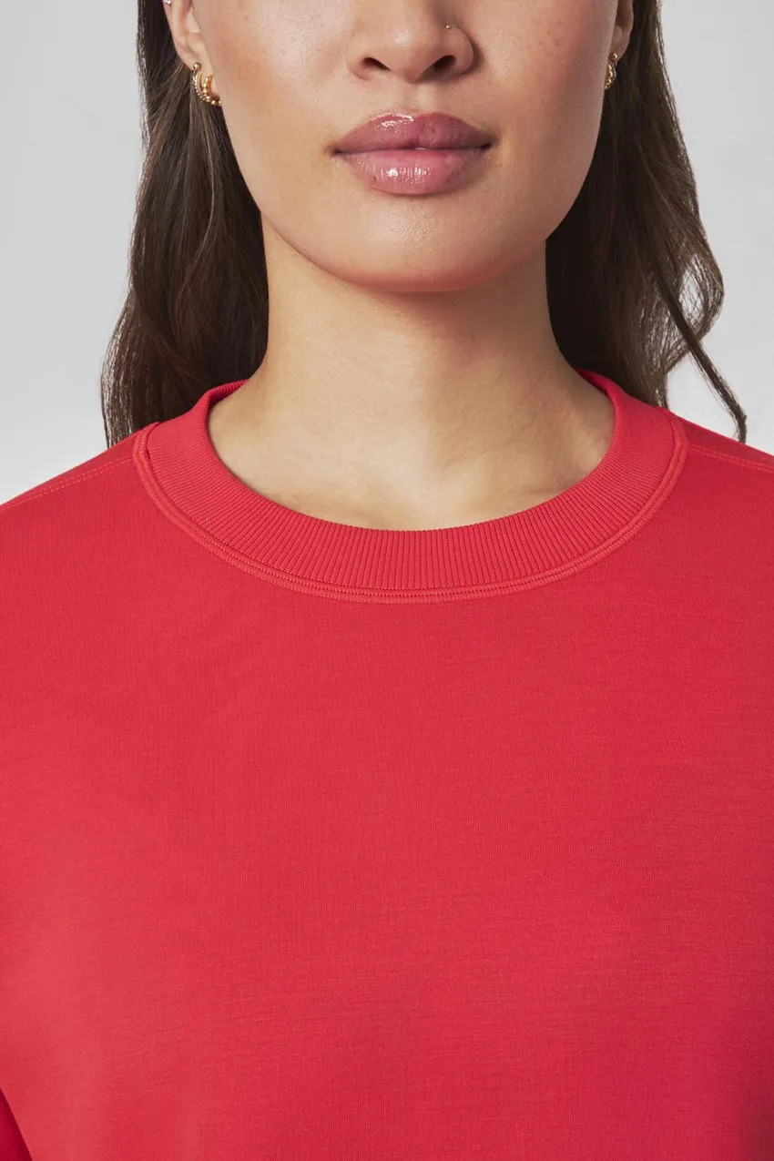 The Soft Luxe GRS Certified Recycled Poly + Rayon Boxy Top - Luscious Red sold by Mondetta product image thumbnail 3
