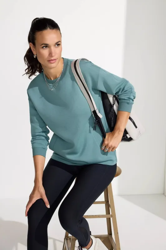 The Soft Luxe GRS Certified Recycled Poly + Rayon Boxy Top - North Atlantic Green sold by Mondetta