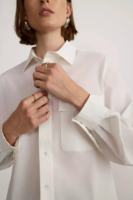 Resource Relaxed Blouse with Pleated Sleeve - Bright White sold by Mondetta