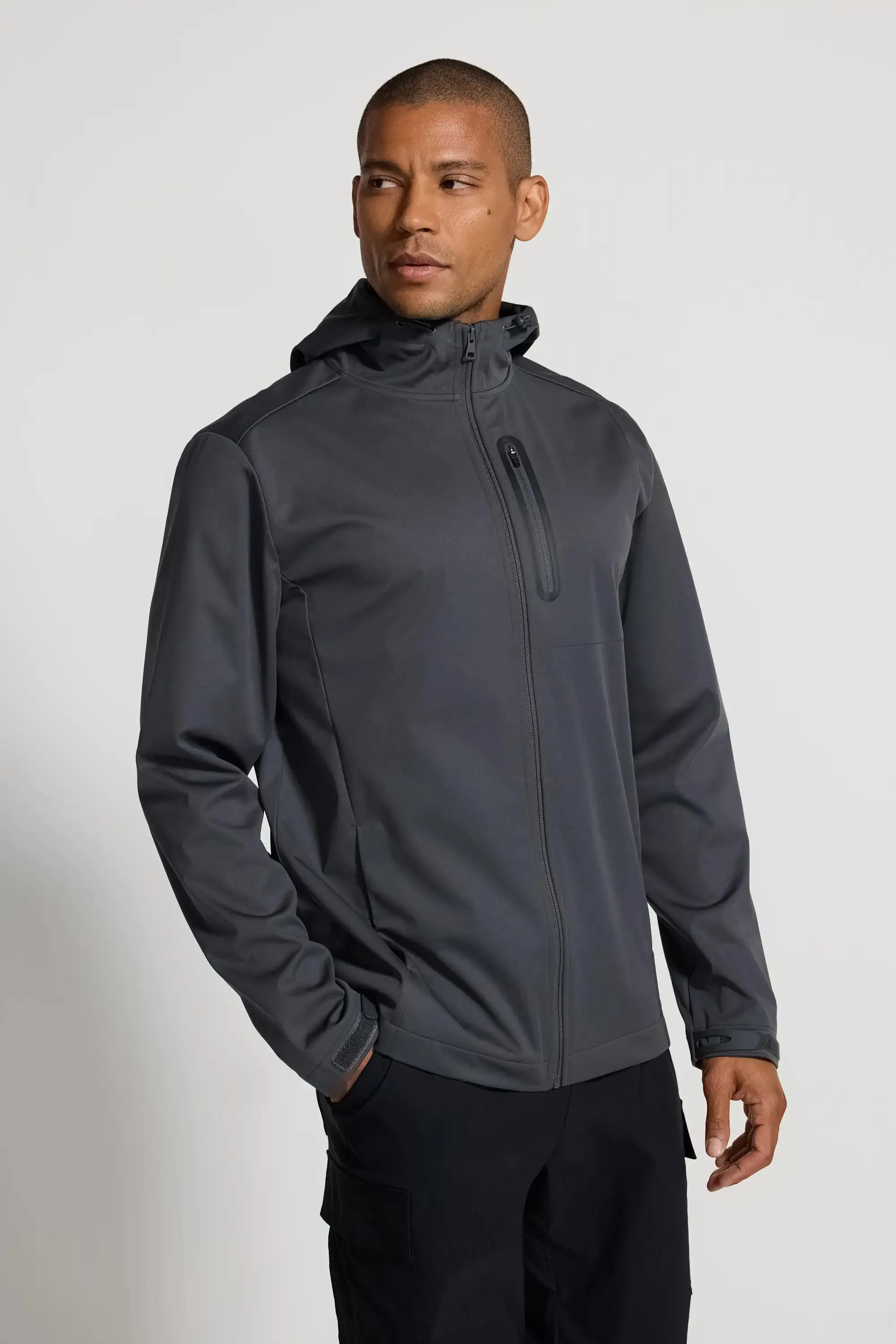 The Men's Wind + Water-Resistant GRS Certified Recycled Poly Jacket - Dark Grey sold by Mondetta product image thumbnail 2