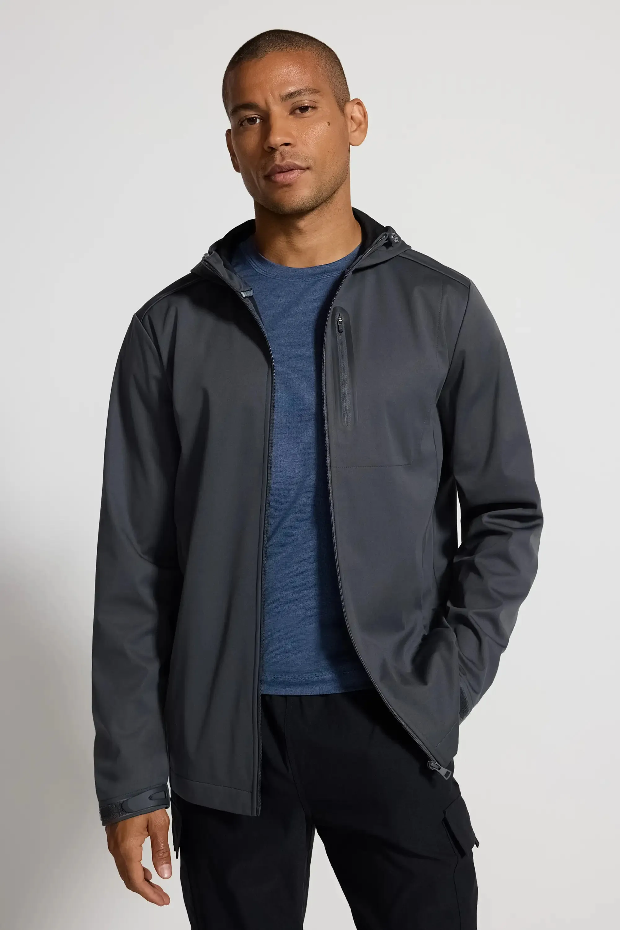 The Men's Wind + Water-Resistant GRS Certified Recycled Poly Jacket - Dark Grey sold by Mondetta
