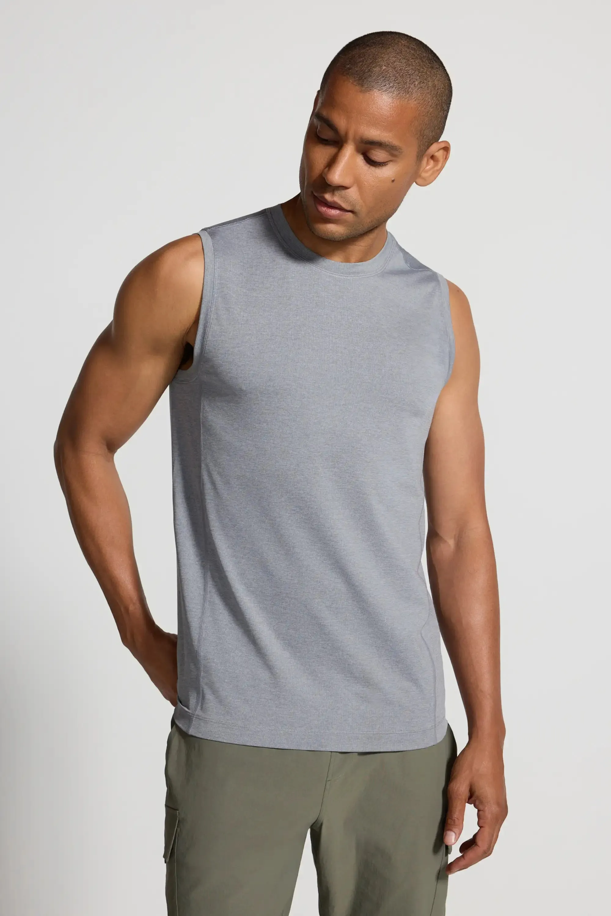 Men's Conquer Crew Neck Tank - Grey sold by Mondetta
