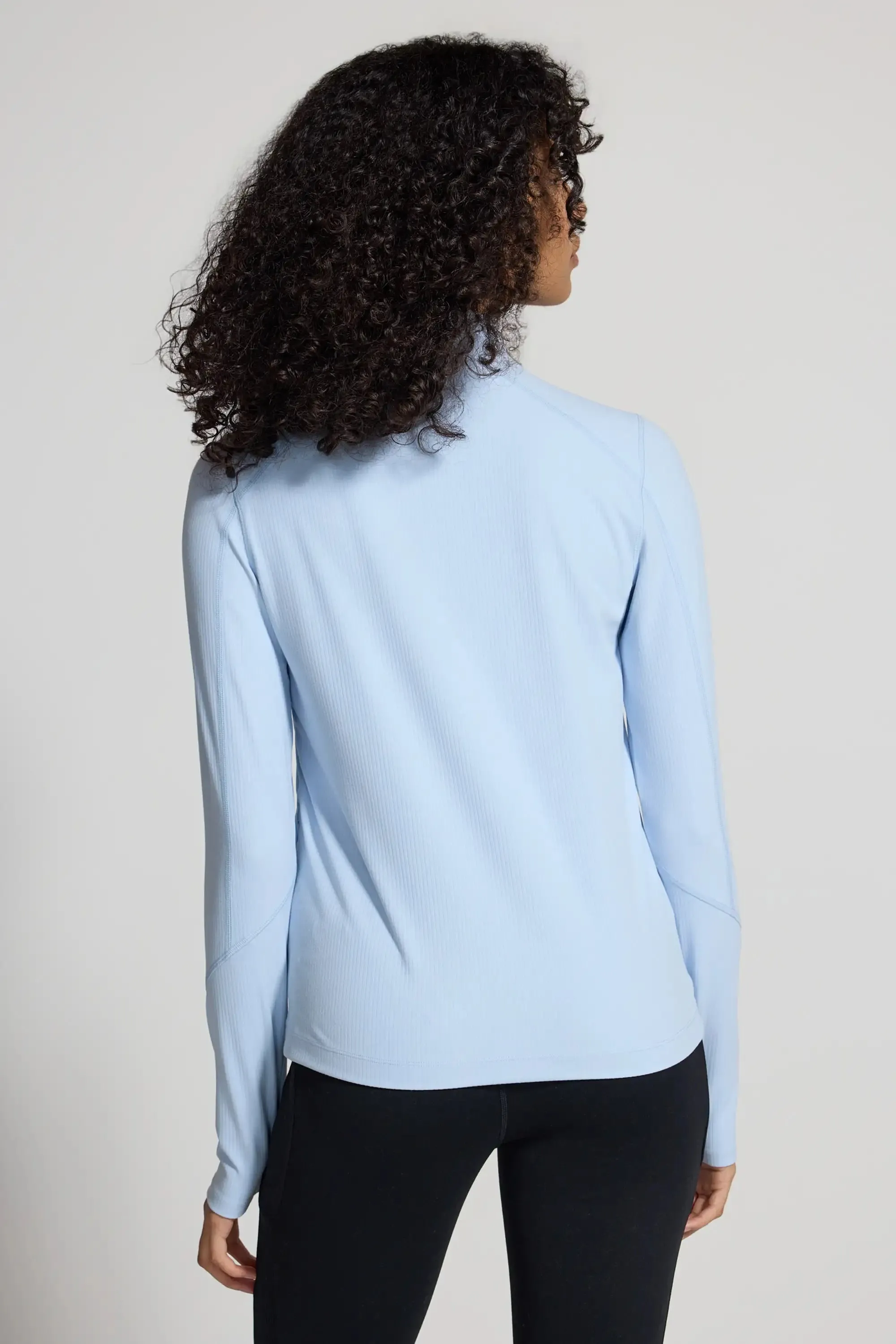 The Active Ribbed GRS Certified Recycled Nylon 1/2 Zip - Light Blue sold by Mondetta product image thumbnail 4