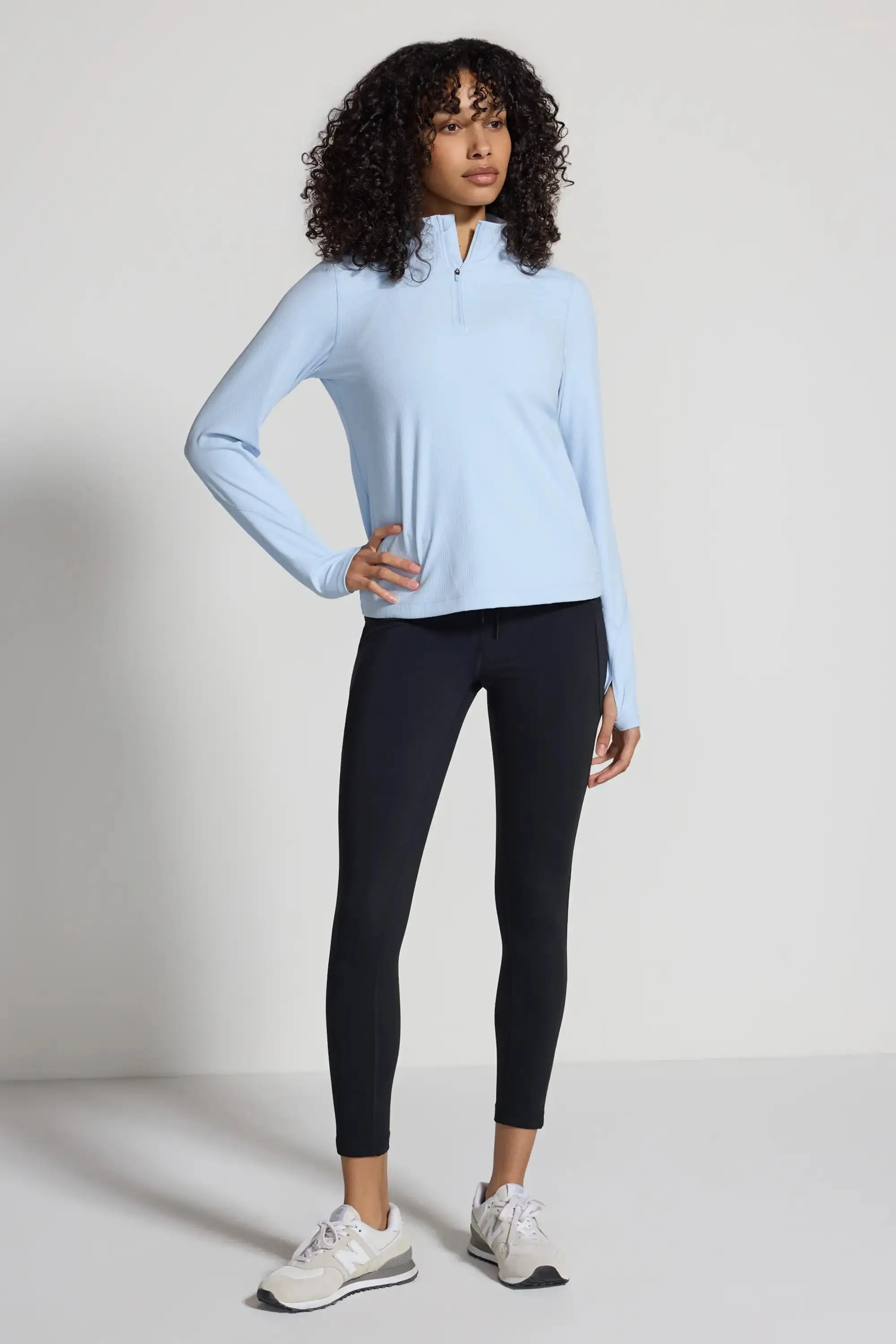 The Active Ribbed GRS Certified Recycled Nylon 1/2 Zip - Light Blue sold by Mondetta product image thumbnail 5