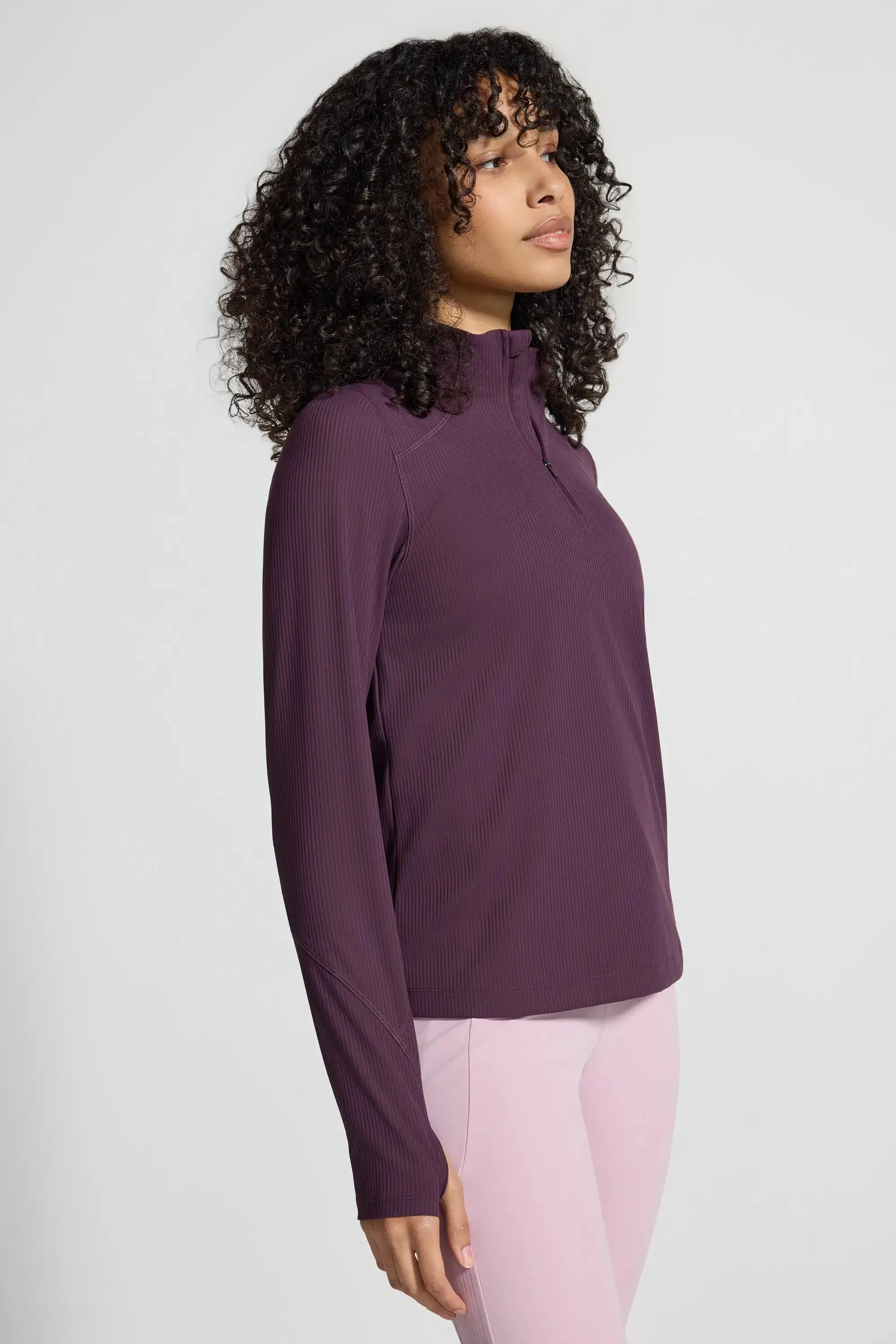 The Active Ribbed GRS Certified Recycled Nylon 1/2 Zip - Deep Grape Purple sold by Mondetta product image thumbnail 3