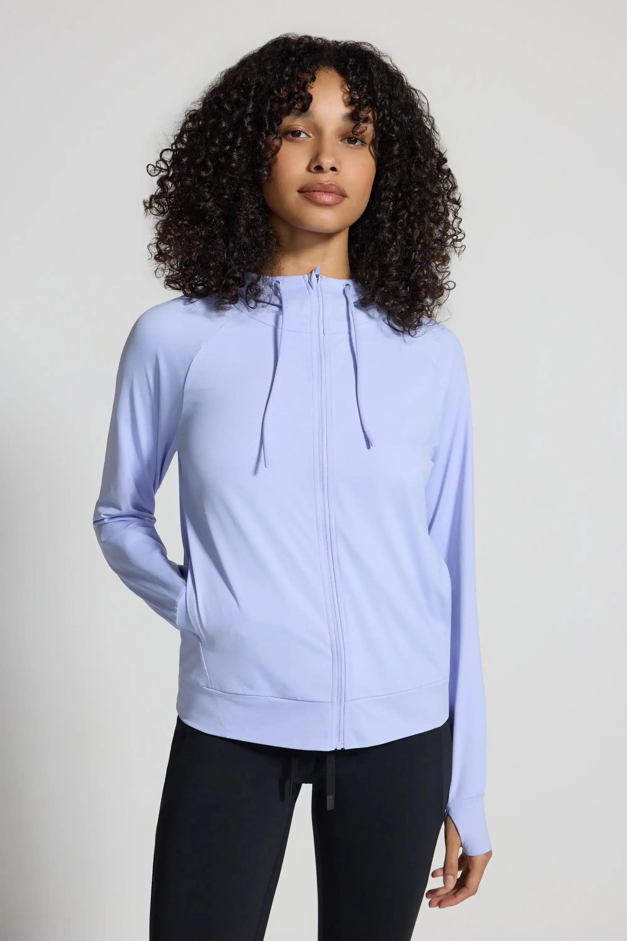 The Ultra-Light GRS Certified Recycled Nylon Full Zip Hoodie - Cool Light Blush Purple sold by Mondetta product image thumbnail 2