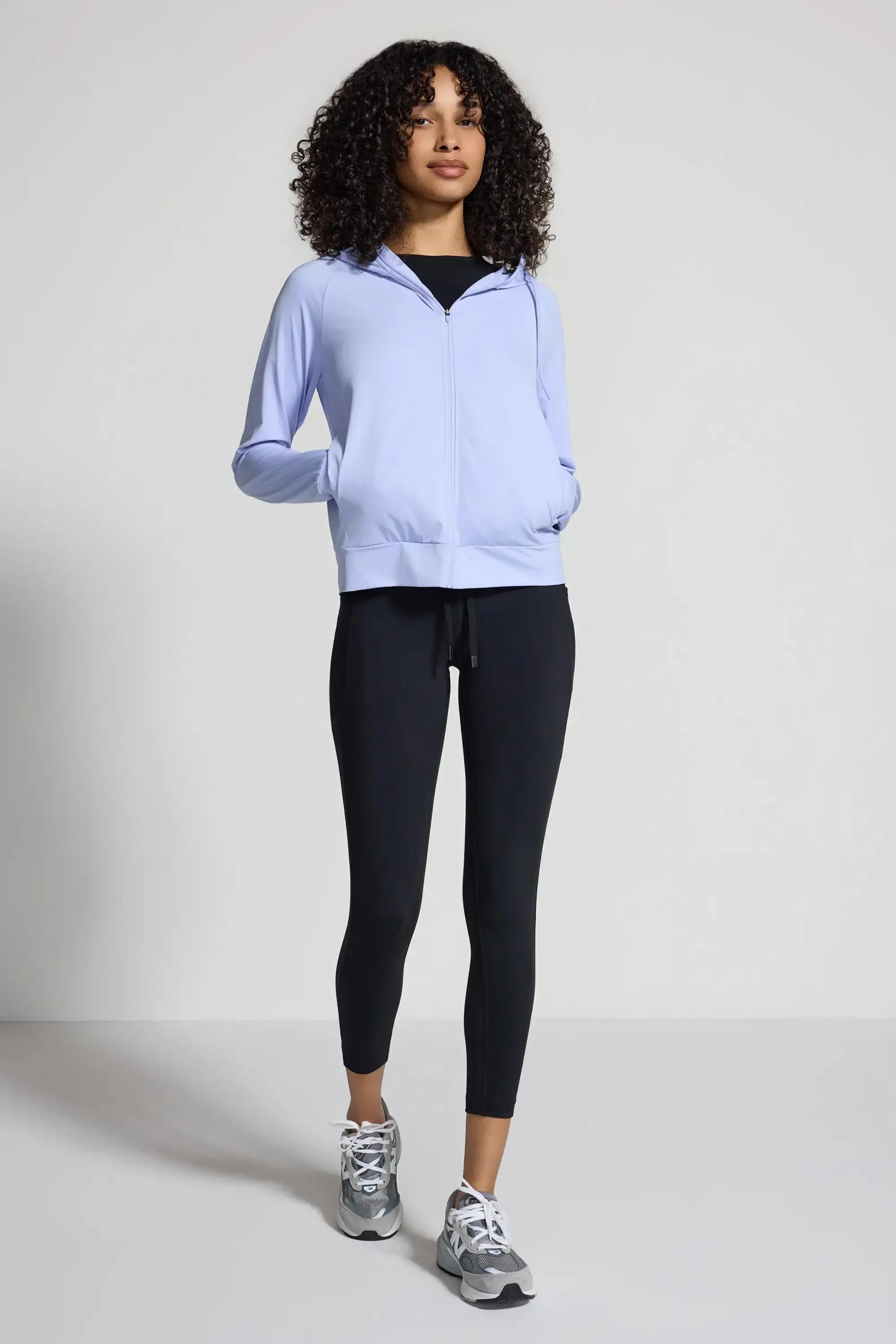 The Ultra-Light GRS Certified Recycled Nylon Full Zip Hoodie - Cool Light Blush Purple sold by Mondetta