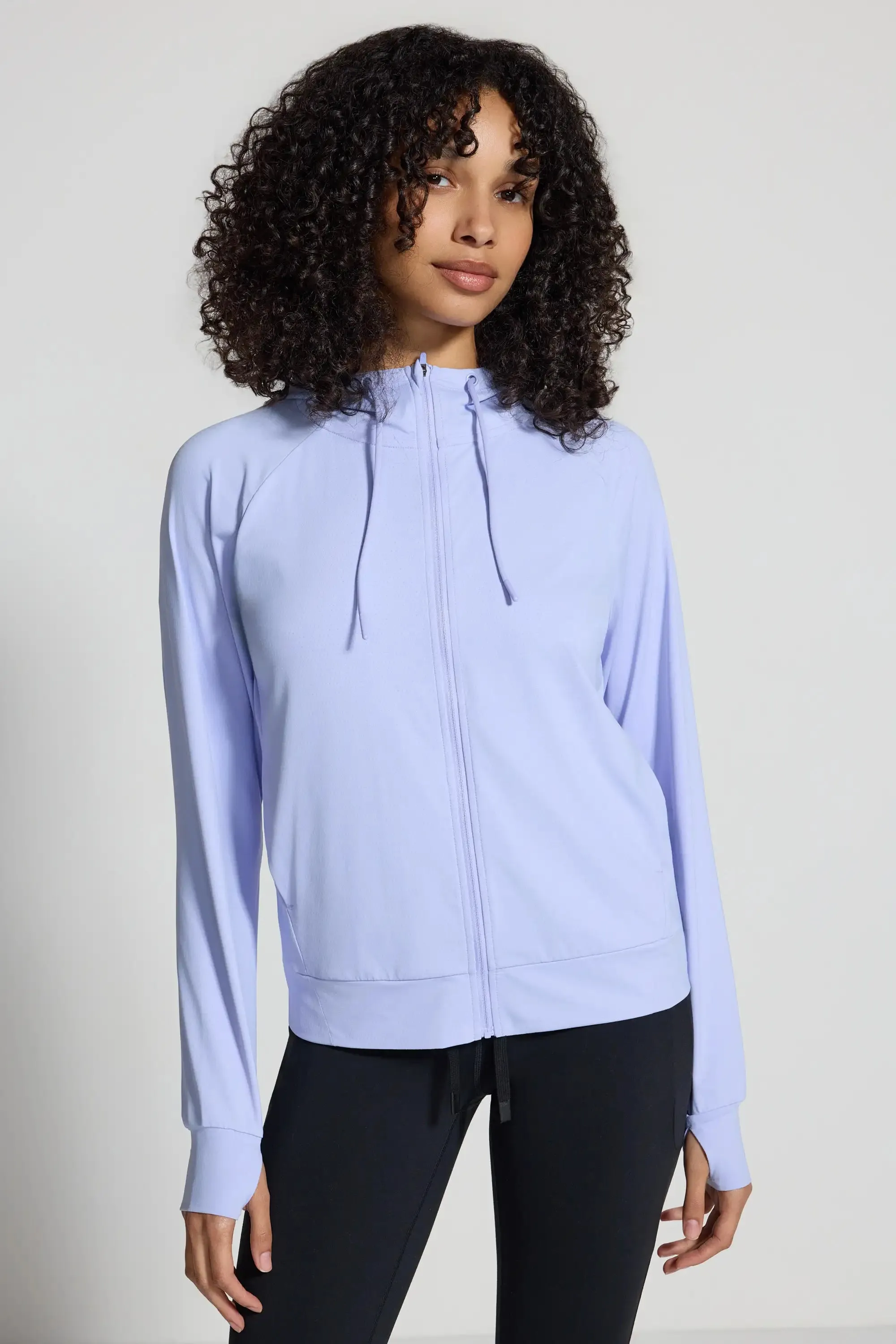 The Ultra-Light GRS Certified Recycled Nylon Full Zip Hoodie - Cool Light Blush Purple sold by Mondetta product image thumbnail 3