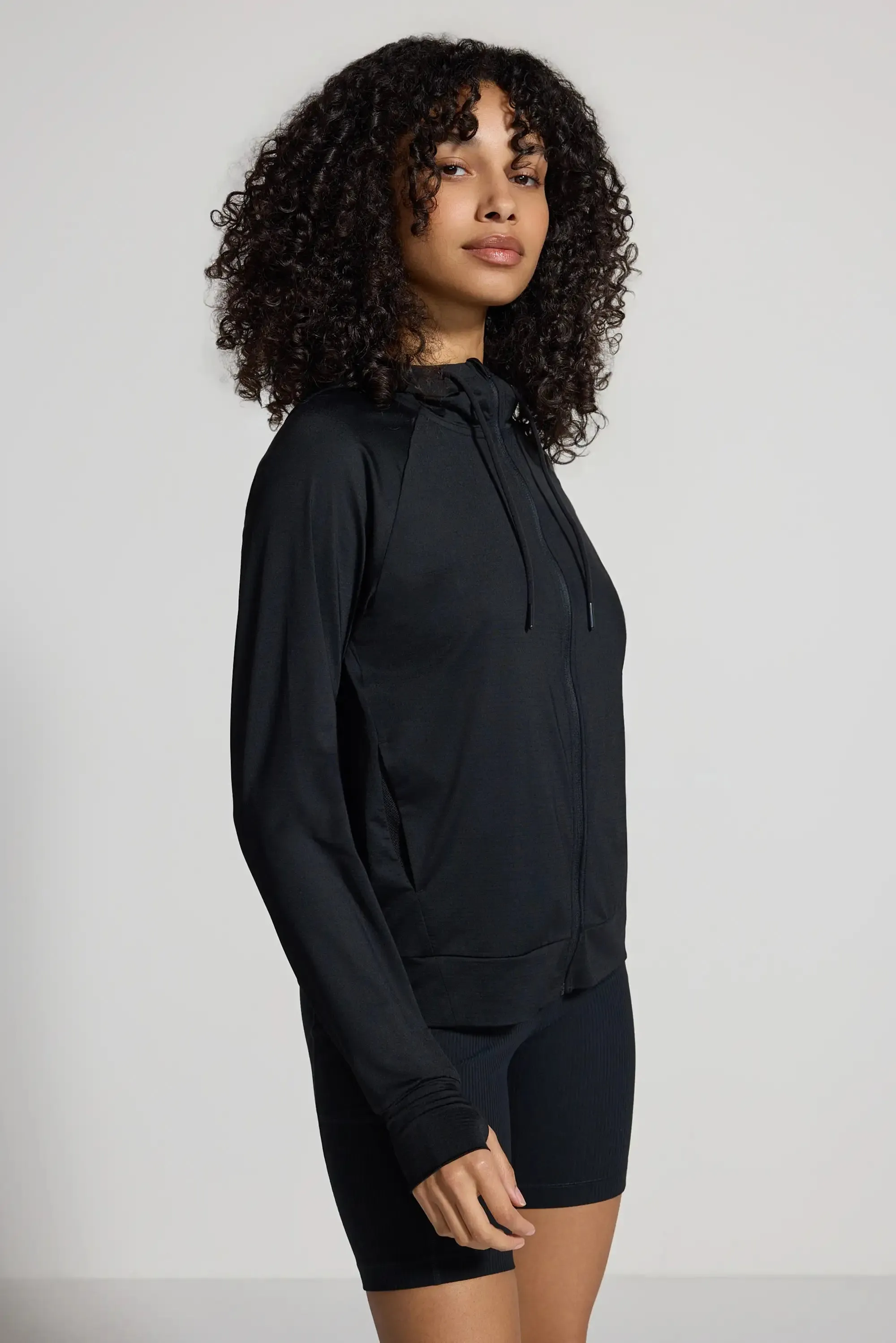 The Ultra-Light GRS Certified Recycled Nylon Full Zip Hoodie - Black sold by Mondetta product image thumbnail 2