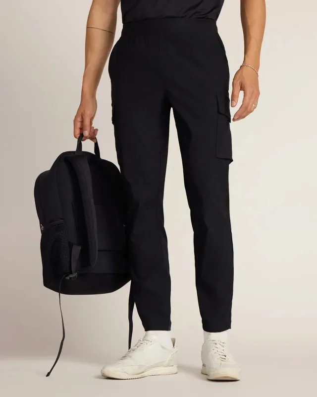 The Stretch GRS Certified Recycled Nylon Cargo Pant - Black sold by Mondetta