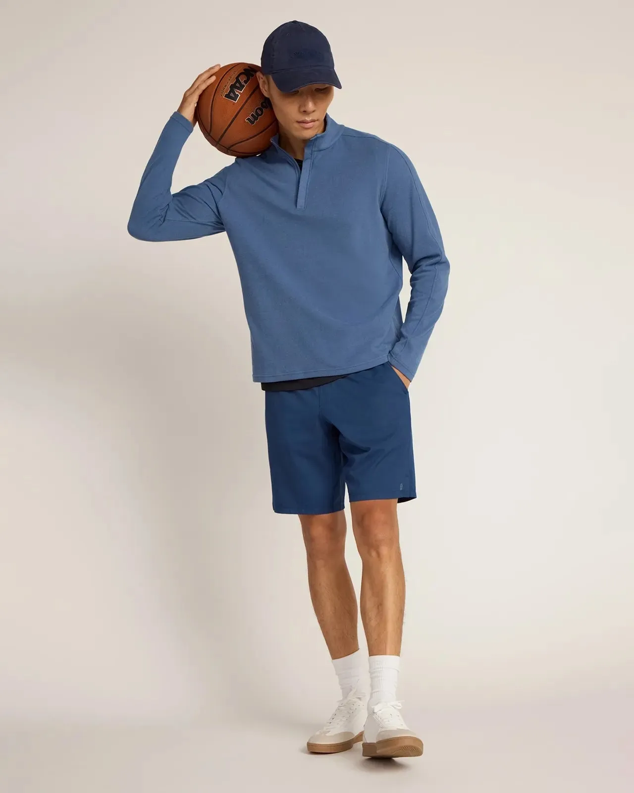 The Active Stretch GRS Certified Recycled Poly 9" Short - Naval Academy sold by Mondetta