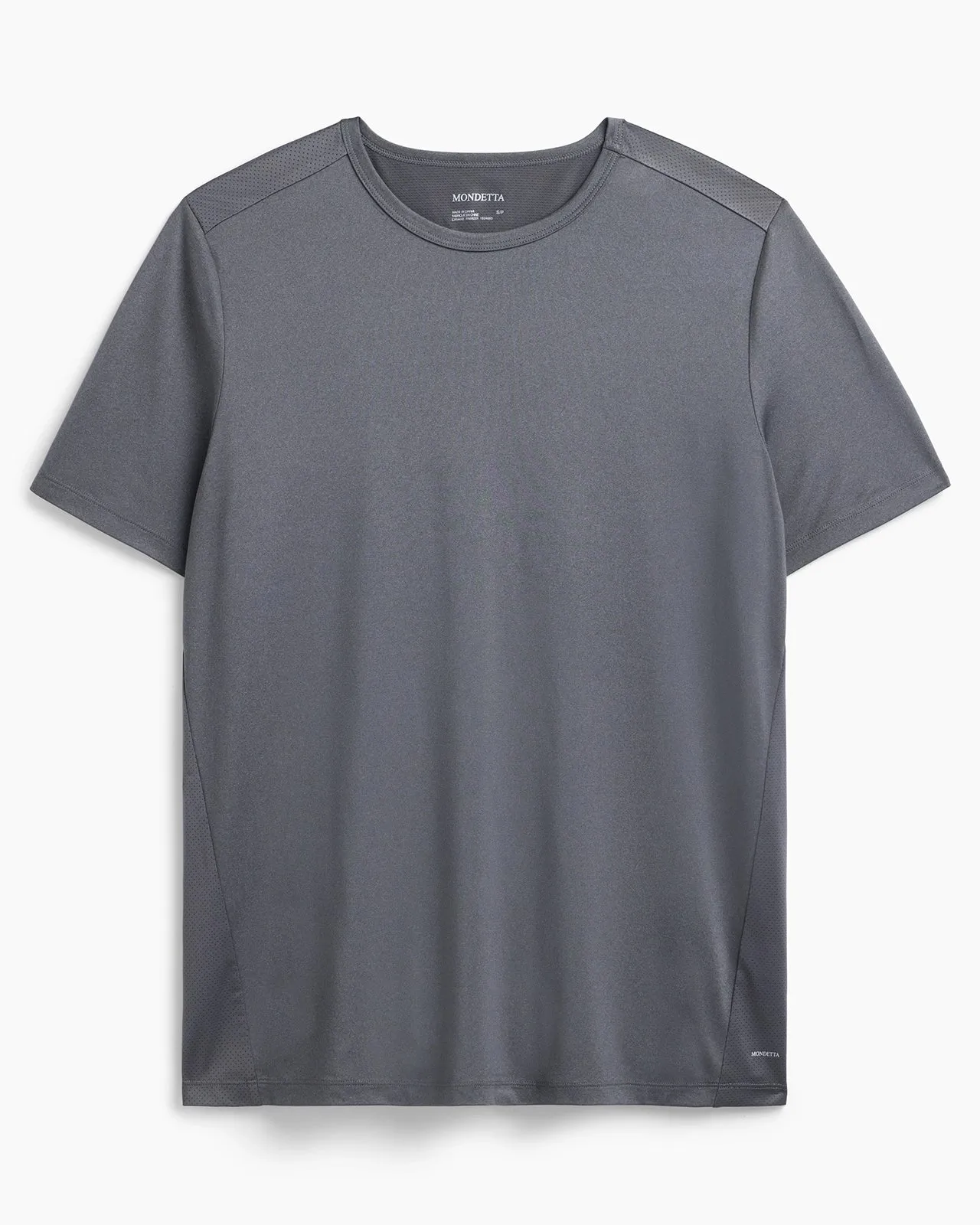 The Active Stretch GRS Certified Recycled Poly Mesh-Back Tee - Mid Grey sold by Mondetta