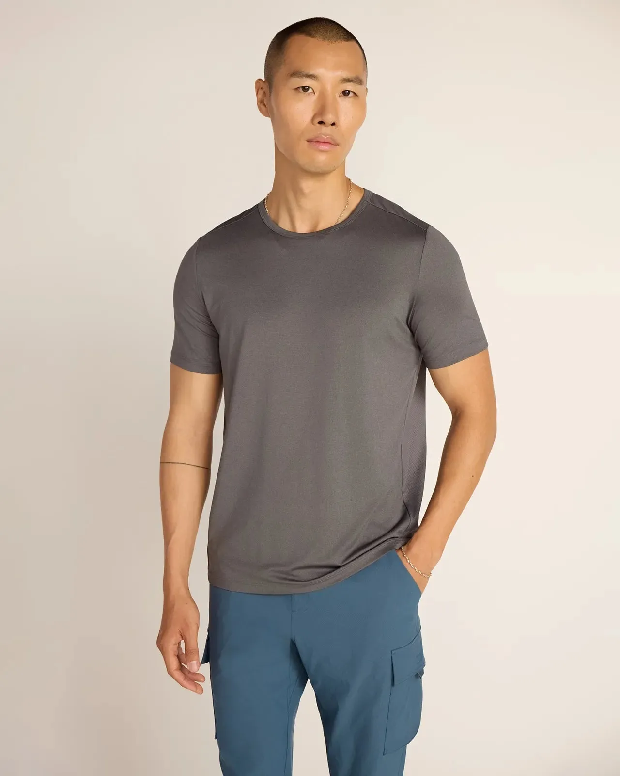 The Active Stretch GRS Certified Recycled Poly Mesh-Back Tee - Mid Grey sold by Mondetta product image thumbnail 2