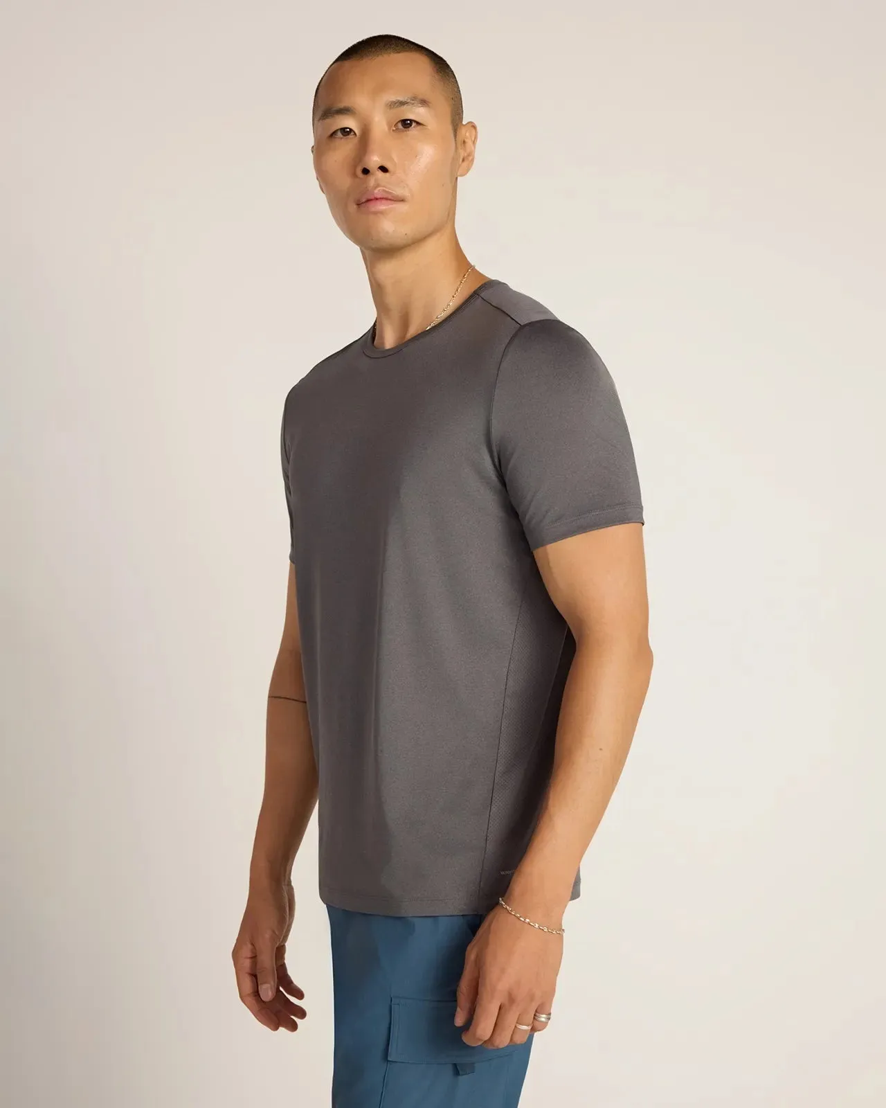 The Active Stretch GRS Certified Recycled Poly Mesh-Back Tee - Mid Grey sold by Mondetta product image thumbnail 4