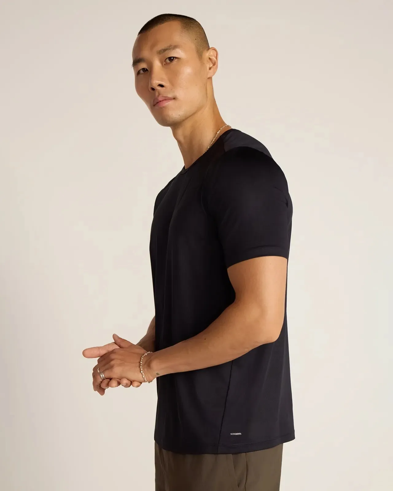 The Active Stretch GRS Certified Recycled Poly Mesh-Back Tee - Black sold by Mondetta product image thumbnail 4