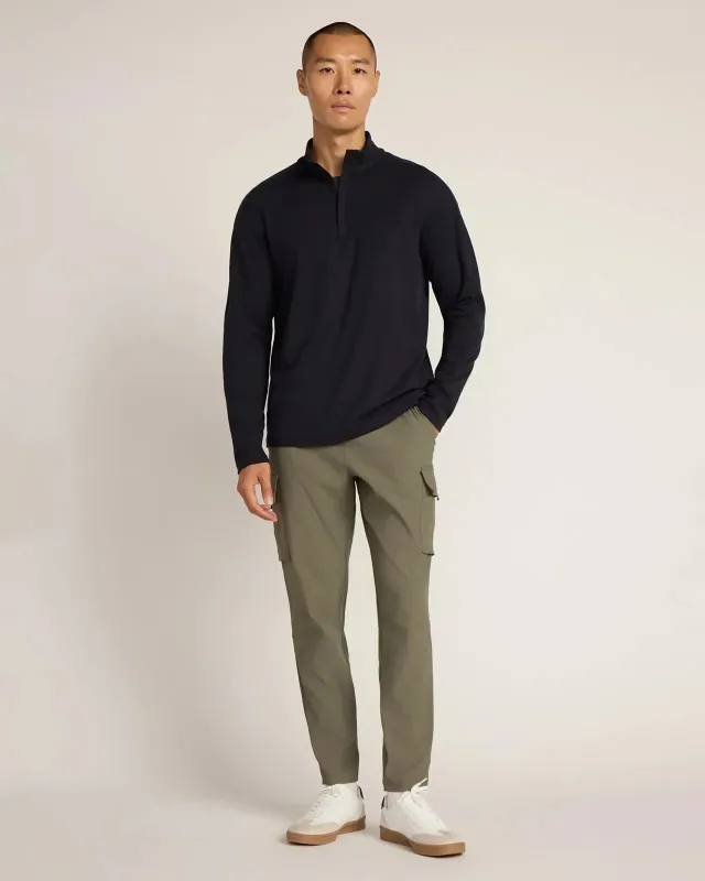 The Soft Luxe GRS Certified Recycled Poly Velour Rib 1/4 Zip - Black sold by Mondetta