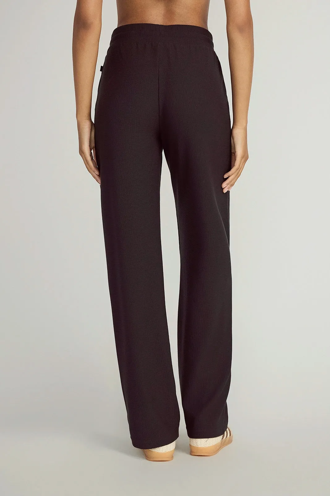 The Light Stretch GRS Certified Recycled Poly Waffle Wide Leg Pant - Black sold by Mondetta product image thumbnail 5