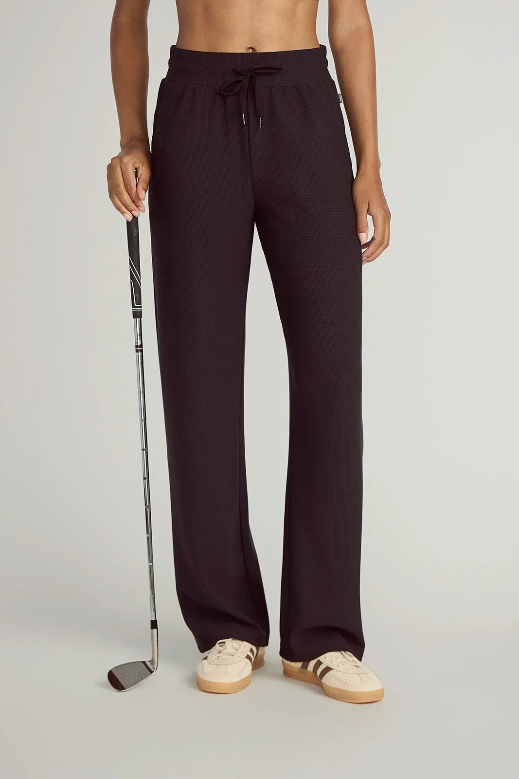 The Light Stretch GRS Certified Recycled Poly Waffle Wide Leg Pant - Black sold by Mondetta product image thumbnail 2