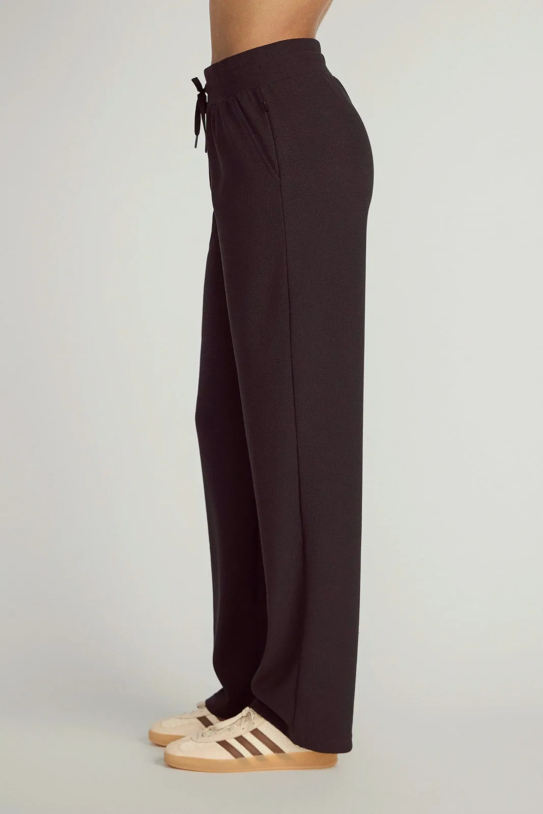 The Light Stretch GRS Certified Recycled Poly Waffle Wide Leg Pant - Black sold by Mondetta product image thumbnail 4
