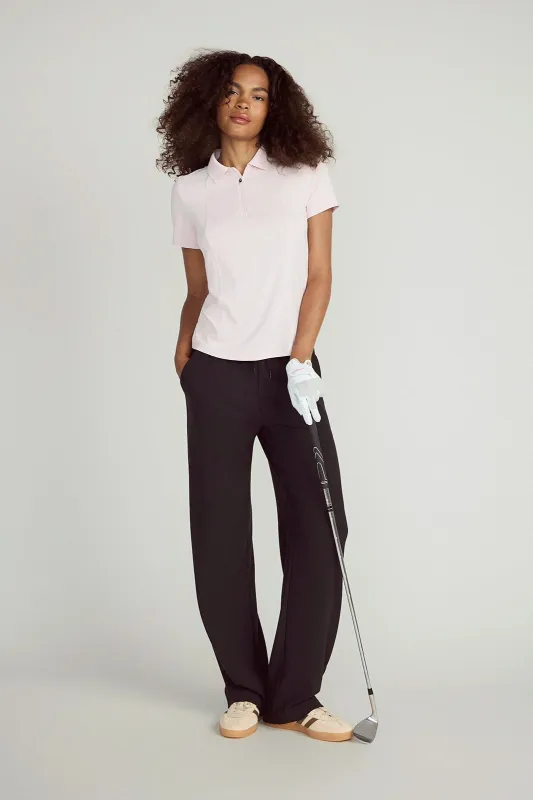 The Light Stretch GRS Certified Recycled Polyester Waffle Wide Leg Pant - Black sold by Mondetta