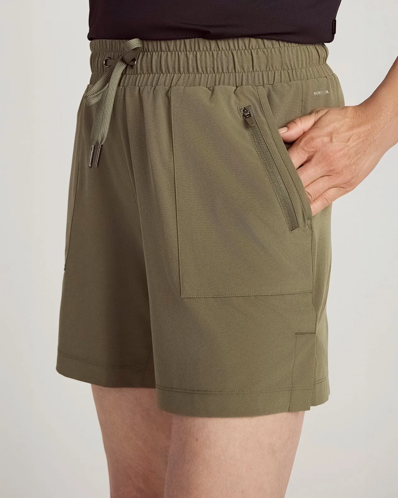 The Lightweight GRS Certified Recycled Poly All-Day 6" Short - Dusty Olive sold by Mondetta product image thumbnail 4