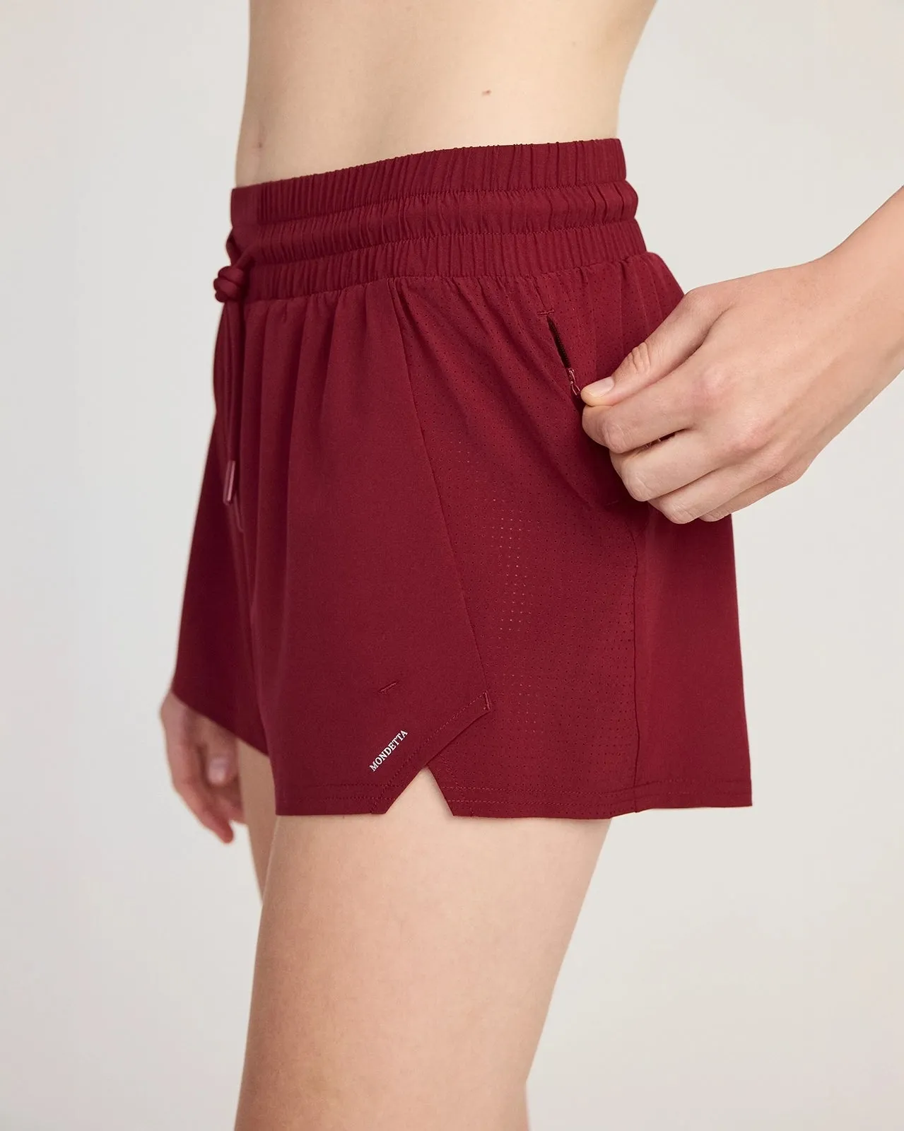 The Lightweight GRS Certified Recycled Poly 3" Run Short - Cabernet sold by Mondetta product image thumbnail 5