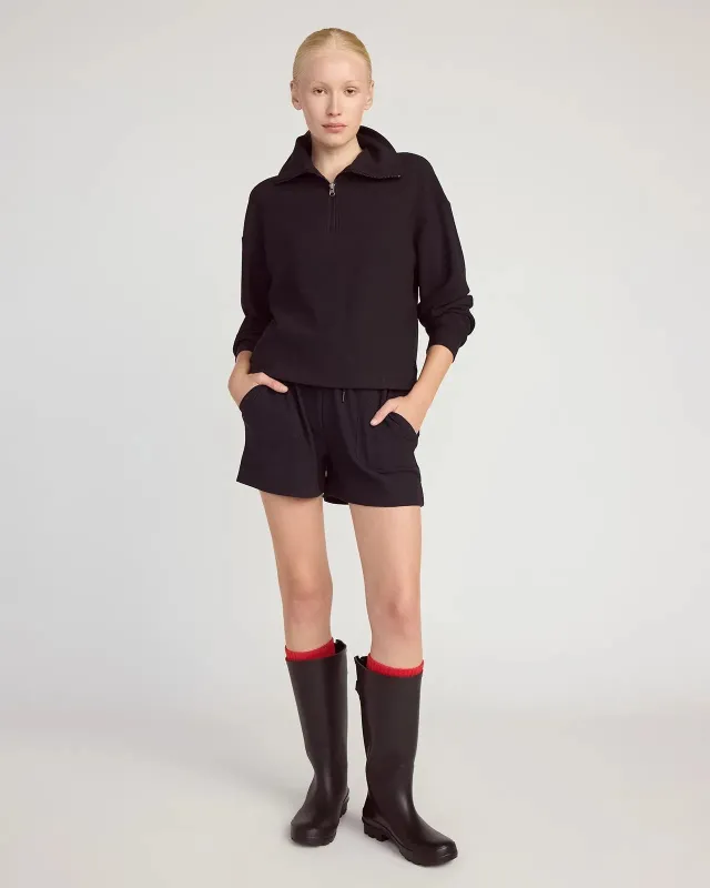 The Soft Luxe GRS Certified Recycled Poly Waffle 1/4 Zip - Black sold by Mondetta