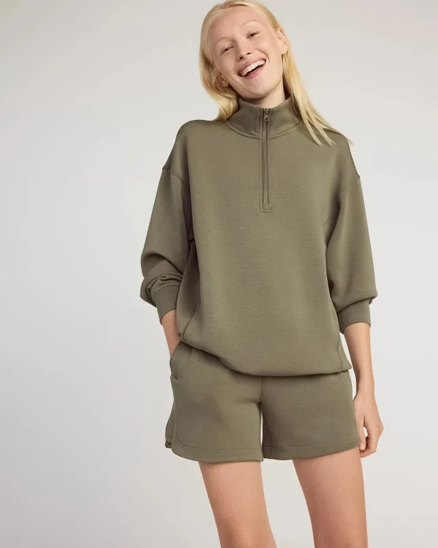 The Warm + Soft GRS Certified Recycled Poly Mélange Half Zip - Dusty Olive sold by Mondetta