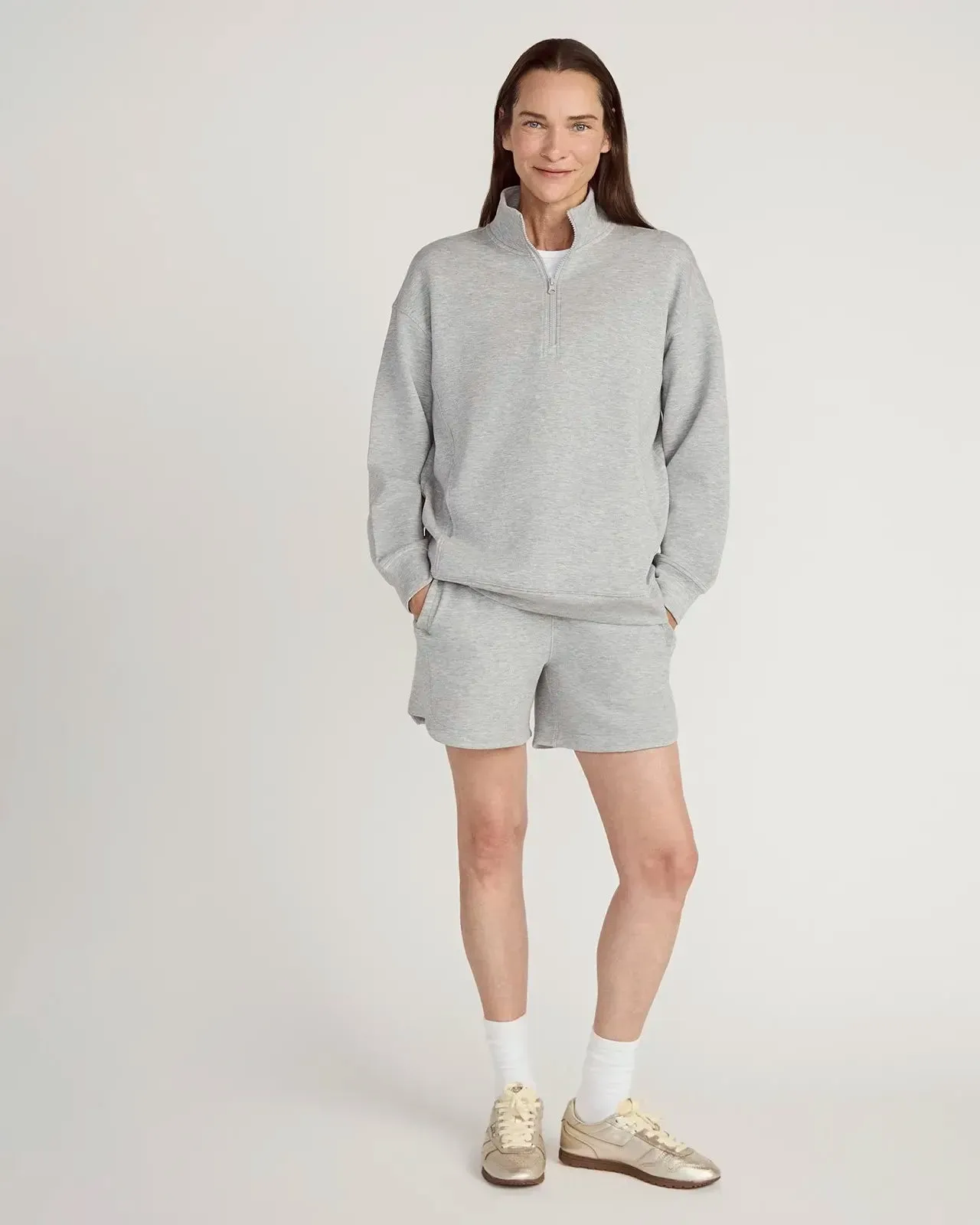 The Warm + Soft GRS Certified Recycled Poly Mélange Half Zip - Lt Heather Grey sold by Mondetta product image thumbnail 2