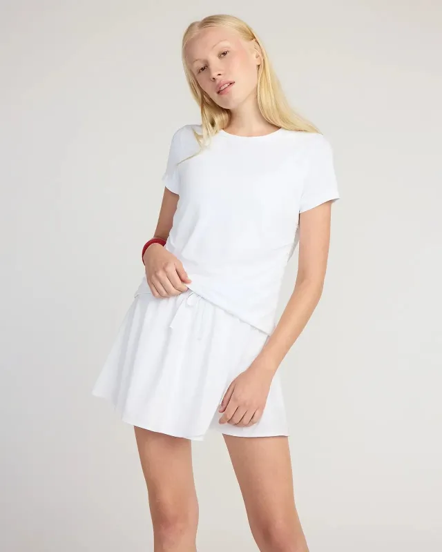 The Breathable GRS Certified Recycled Nylon Ruched Tee - White sold by Mondetta