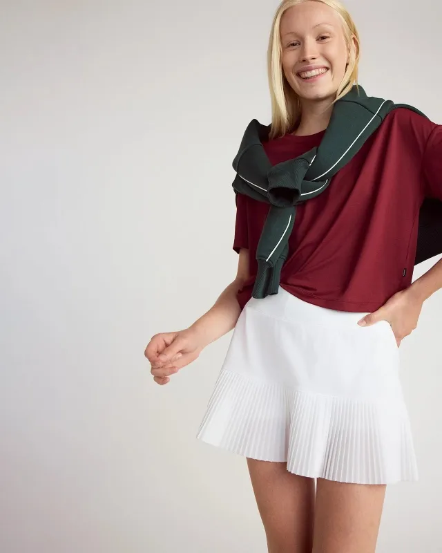 The Breathable GRS Certified Recycled Nylon Cropped Tee - Cabernet sold by Mondetta