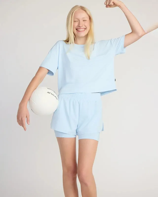 The Breathable GRS Certified Recycled Nylon Cropped Tee - Nantucket Breeze sold by Mondetta