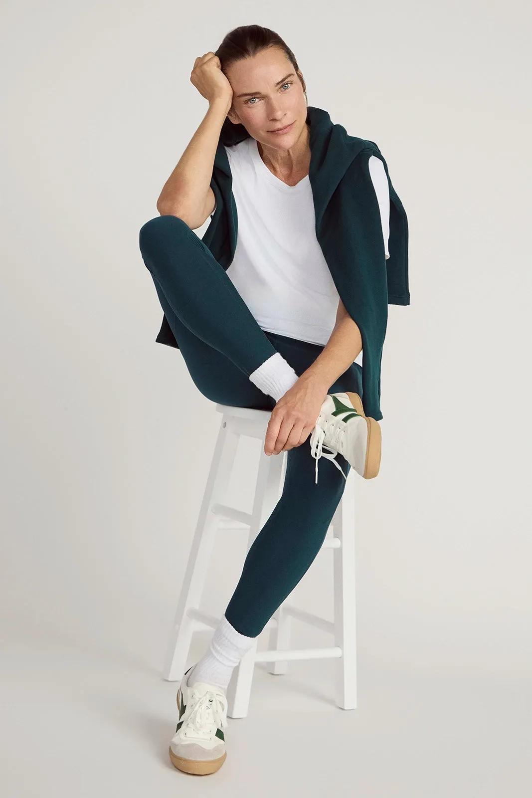 The Active Stretch GRS Certified Recycled Poly Mesh Panel Legging - Dark Sea Teal sold by Mondetta