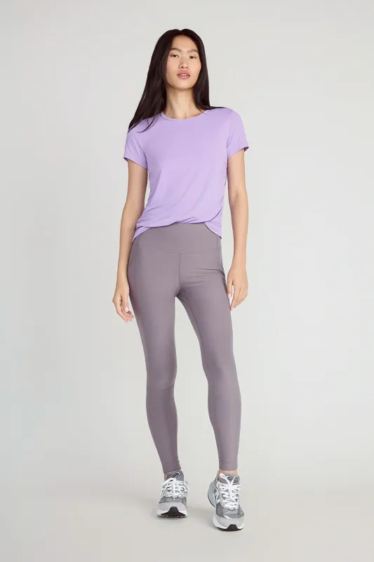 The Active Stretch GRS Certified Recycled Poly Mesh Panel Legging - Light Excalibur Purple sold by Mondetta