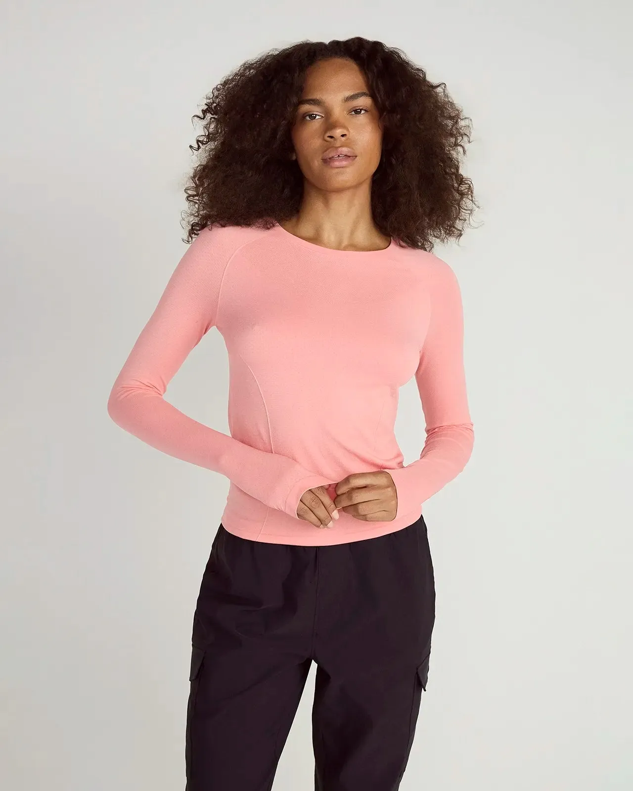 The Stretch Seamless GRS Certified Recycled Nylon Long Sleeve - Strawberry Ice Pink sold by Mondetta product image thumbnail 2