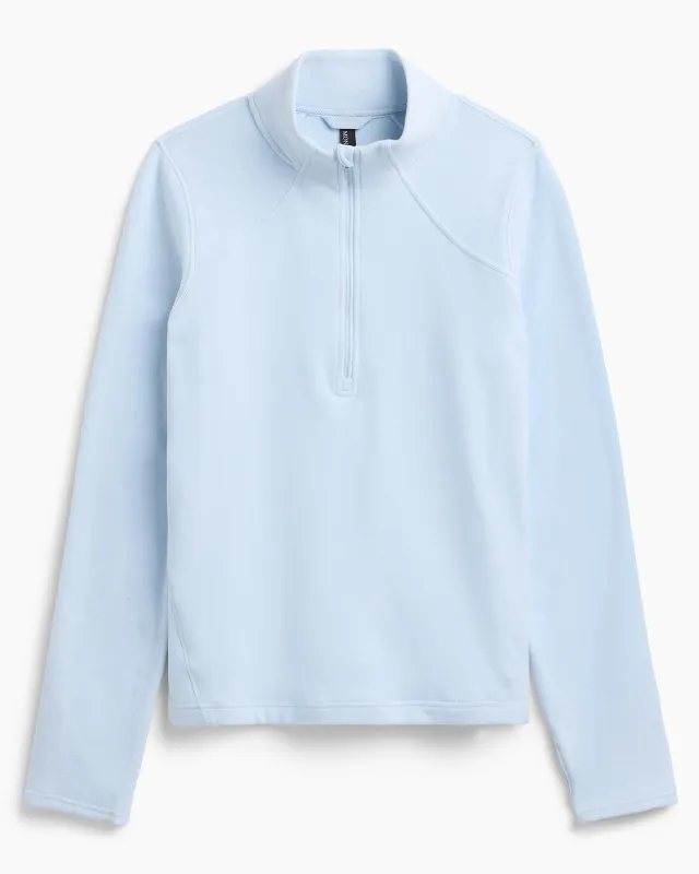 The Warm Stretch GRS Certified Recycled Polyester 1/4 Zip - Gray Dawn sold by Mondetta