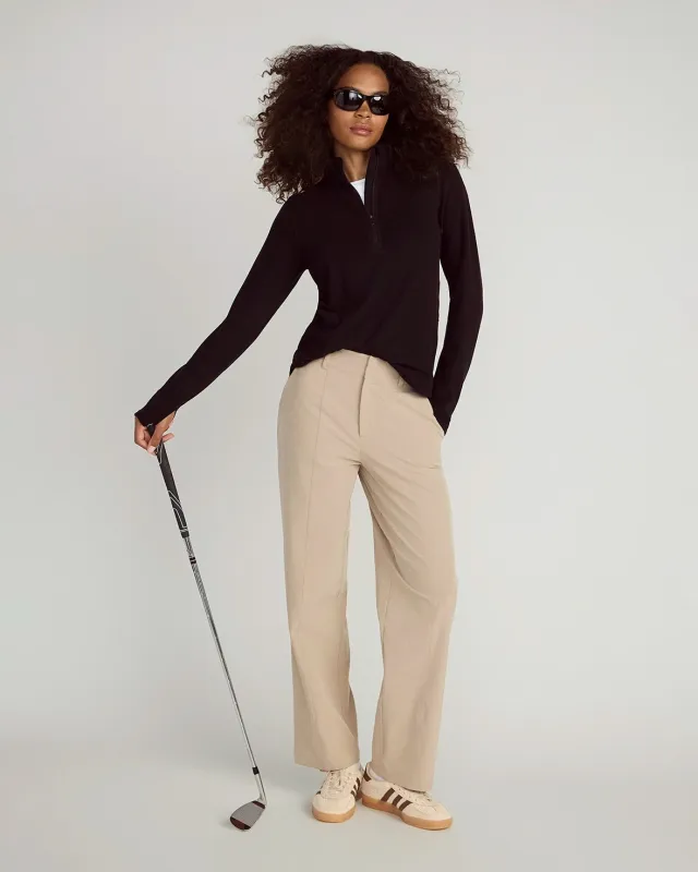 The Warm Stretch GRS Certified Recycled Poly 1/4 Zip - Black sold by Mondetta