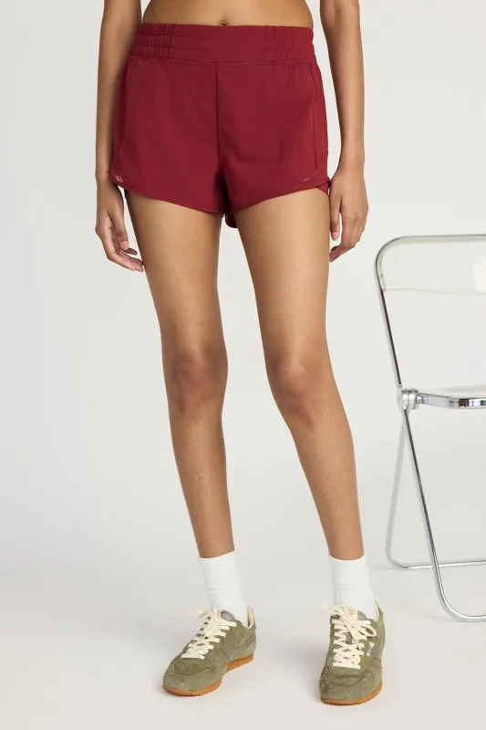 The Built-In Liner GRS Certified Recycled Poly Ventilating 2.5" Short - Merlot Red sold by Mondetta