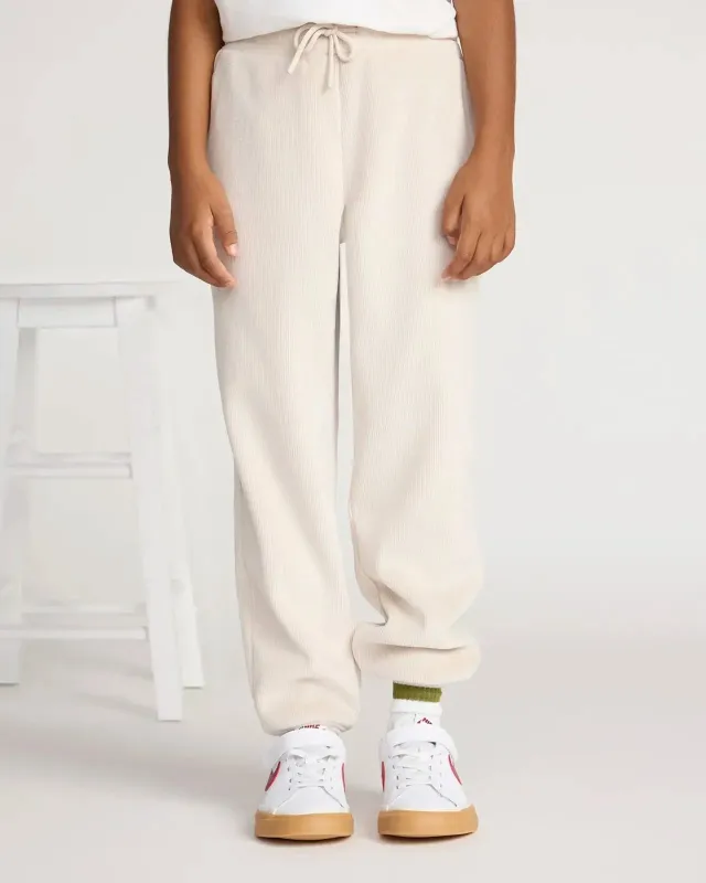 The Girls' Cozy Corduroy GRS Certified Recycled Poly Jogger - Light Beige sold by Mondetta
