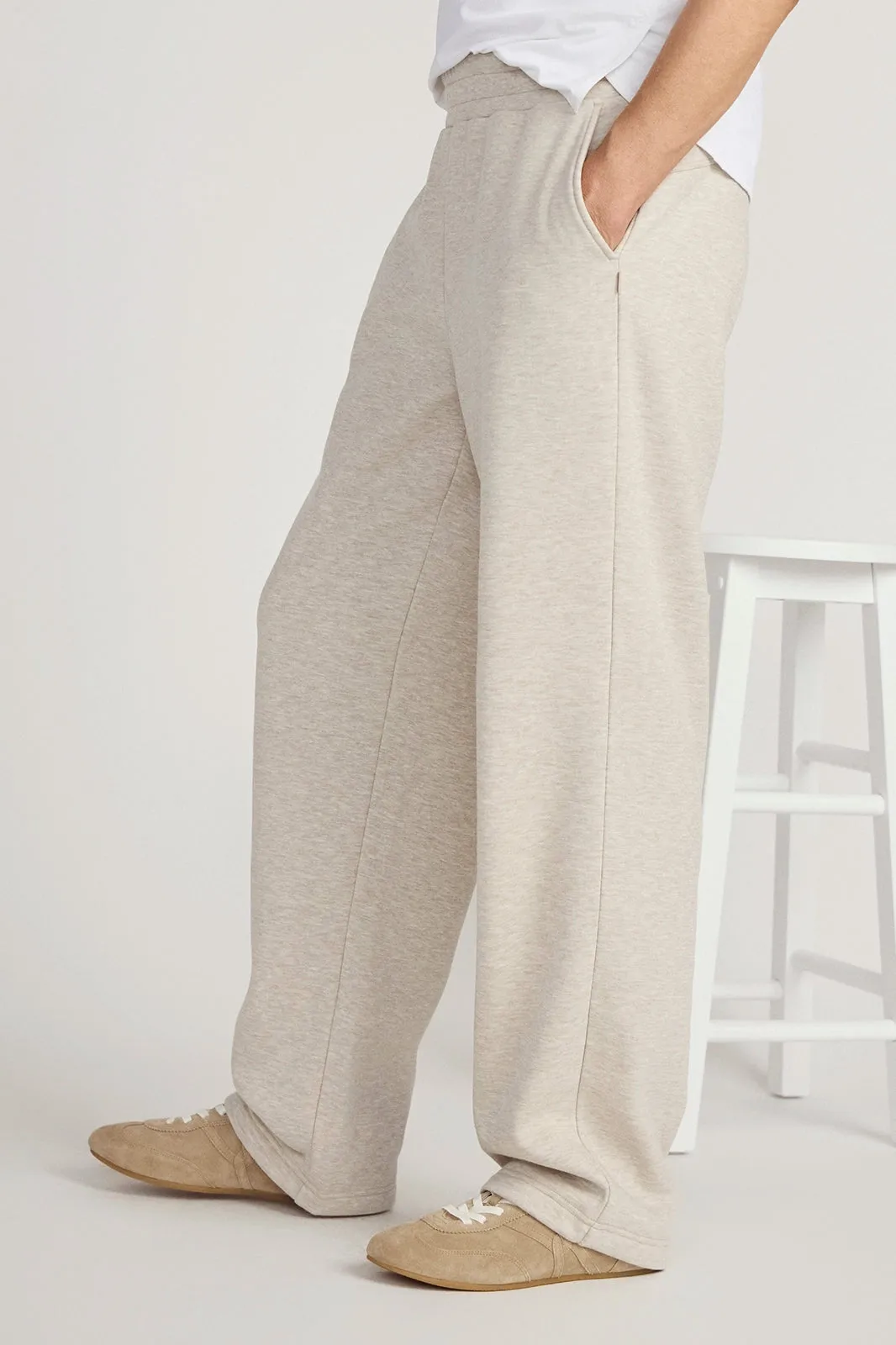 The Soft Warm GRS Certified Recycled Poly + Organic Cotton Fleece Pant - Nacreous Clouds Htr Cream sold by Mondetta product image thumbnail 4